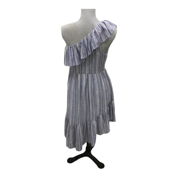 LoveShackFancy Pamela Dress Asymmetrical One Shoulder Blue Medium - Picture 10 of 13